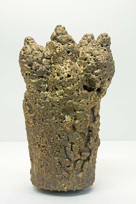 David Hicks. Container Gold #1 (detail), 2017. Ceramics. 13 x 9 x 8 in.
