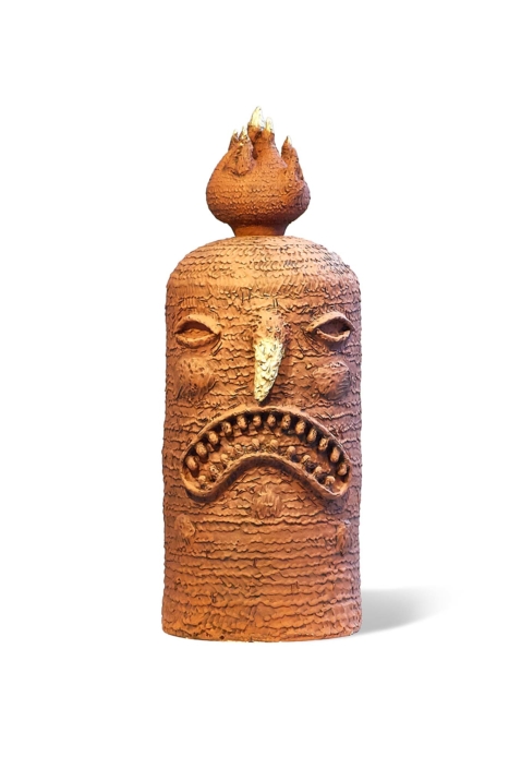 Natalia Arbelaez, Ague del Fuego (big head), 2019, Terra Cotta, 60"x24"x24”