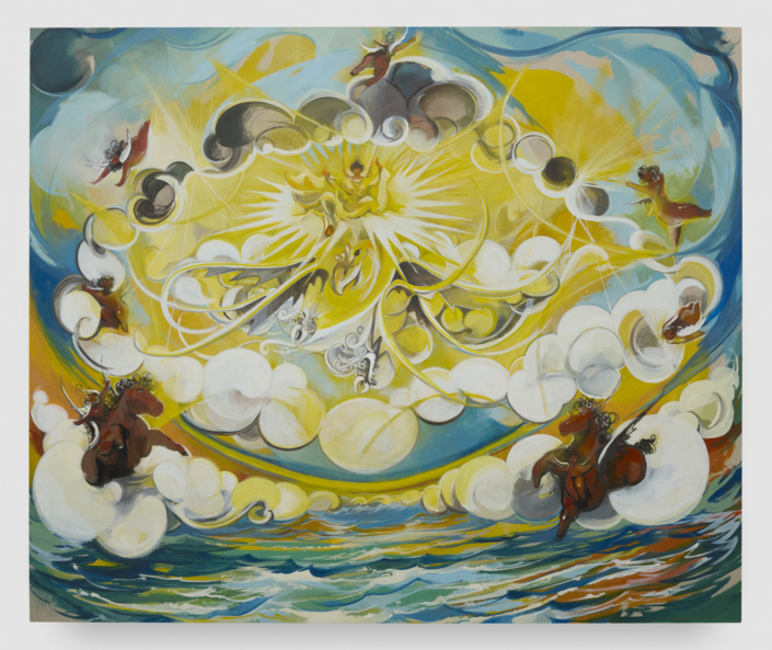 Asif Hoque, Winged Peace (777), 2025, Oil on linen, 50″ x 60″