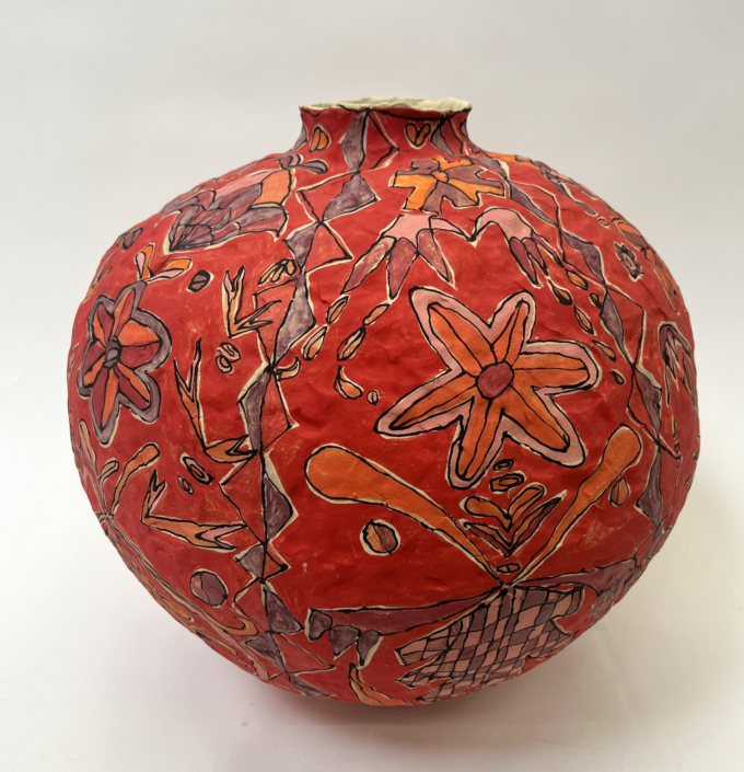 Brittany Mojo, Folk, 2026, Stoneware, underglaze, 15″ x 13.5″ x 13.5″