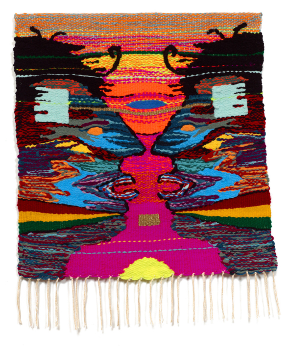 Terri Friedman, Ditto, 2023, Cotton, acrylic, wool, chenille, metallic fibers, 22″ x 22″