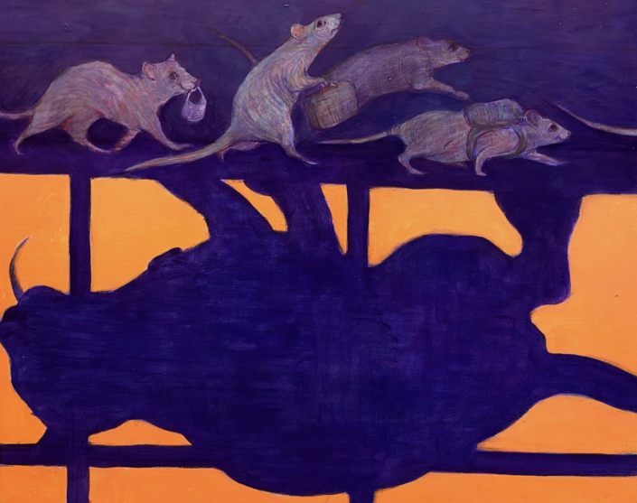 Ella Stouse, Daily Travel, 2026, Acrylic on panel, 18″ x 20″