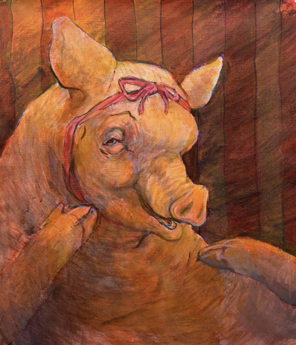 Ella Stouse, America’s Princess, 2026, Acrylic on canvas paper mounted on linen, 18″ x 16″