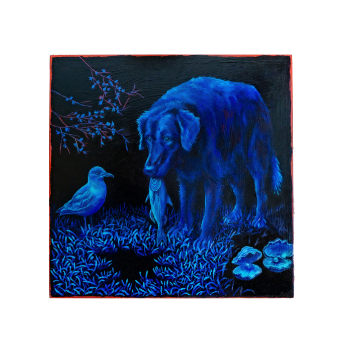 Hannah Banciella, Private Magic, 2025, Oil on wood panel, 8″ x 8″ x 1″