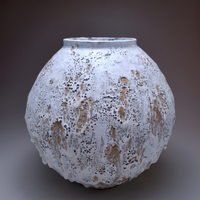 Jay Kvapil, #1704, 2026, Stoneware with low-fire glazes, multiple firings, 16″ x 17″