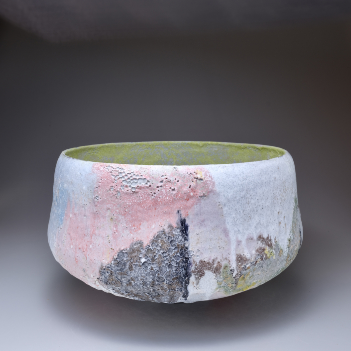 Jay Kvpail, #1710, 2026, Stoneware with low-fire glazes, multiple firings, 10.5″ x 18″