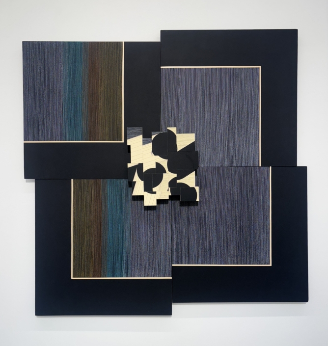 Ernesto Garcia Sanchez, Acople 1 (polìptico 1), 2026, Acrylic and crayon on plywood, 50″ x 50″