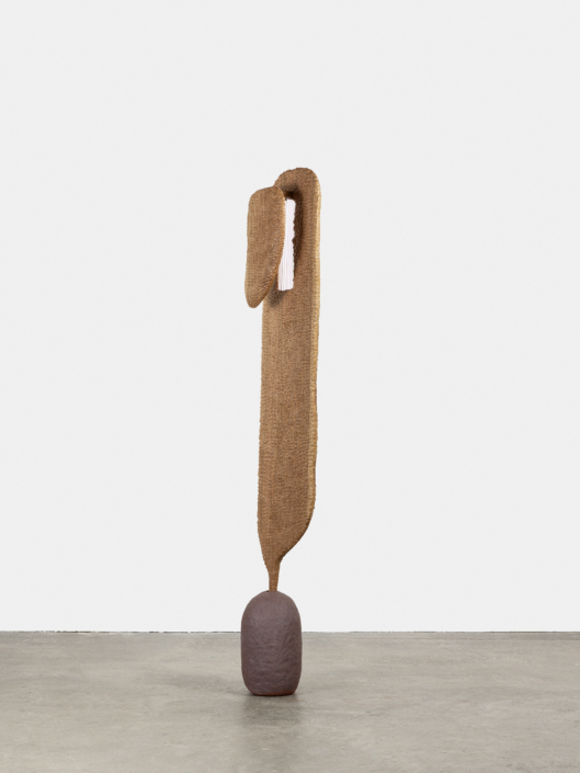 Marie Herwald Hermann, Behind my foreground, 2026, (Alternative View), Cherrywood, stoneware, and glass, 64″ x 17″ x 12″. Photography by Travis Roozée